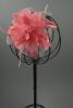 Dusky Pink Flower and Feather Fascinator on a Clear Comb. - view 2