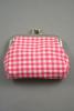 Gingham Check Fabric Coin Purse with Ball Snap Clasp. In Red, Pink, Blue, Yellow, Royal Blue and Black. Approx Size 8cm x 5cm - view 1
