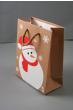Natural Brown Paper Gift Bag with Snowman and Snowflake Print, Cord Handle. Size Approx 15cm x 12cm x 6cm. - view 1