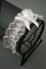 Off White Ribbon and Lace Garter with Centre Pearl Bead and Ribbon Bow - view 2