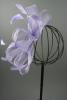 Large Looped Cornflower Blue Sinamay and Feather Fascinator on a Clear Comb. - view 3