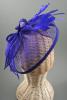 Looped Royal Blue Sinamay Hatinator on a Narrow Black Satin Wrapped Aliceband.  - view 3