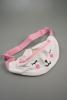 Childrens Bunny Rabbit Fabric Bum Bag with Adjustable Strap Front Zip Compartment. In Pink and White - view 3
