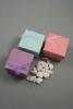 Coloured Paper Giftbox with Ribbon Bow and White Pad Insert. In 3 Colours. Pink, Lilac and Turquoise. 4 of each. Approx 5cm x 5cm x 3.5cm. - view 1