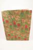 Green Kraft Paper Gift Bag with Christmas Present Print and Green Cord Handles. Size Approx 32cm x 26cm x 12cm. - view 1