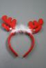 Red Christmas Reindeer Antlers Aliceband with Silver Bells and White Fur Trim. - view 1