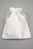 Off White 100% Cotton Drawstring Gift Bag with Natural Pull String. Approx 13cm x 10cm - view 1