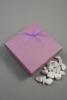 Coloured Paper Giftbox with Ribbon Bow and White Pad Insert. In 3 Colours. Pink, Lilac and Turquoise. 4 of each. Approx 8.5cm x 8.5cm x 3cm.  - view 4