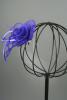 Royal Blue Mesh Net Flower Fascinator with Feathers on a Beak Clip and Brooch  - view 3