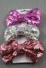 Sequin Fabric Coloured Bow on Forked Clip. Box Approx 12cm. In 6 Colours. Silv, Gold, Lilac, Fushcia, Rose Pink and Turquoise. - view 3