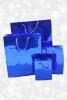 Blue Holographic Foil Gift Bag with Blue Corded Handles. Approx Size 10cm x 8cm x 4.5cm - view 2
