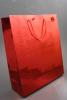 Red Holographic Foil Gift Bag with Red Corded Handles. Approx Size 27cm x 23cm x 8cm - view 1