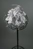 Silver Grey Coloured Fabric Flower Fascinator on a Forked Clip and Brooch Pin.  - view 2