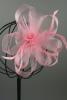 Looped Rose Pink Net Centre Rosette and Feather Fascinator on a Clip and Brooch Pin. - view 1
