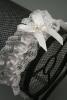 Off White Ribbon and Lace Garter with Centre Pearl Bead and Ribbon Bow - view 1