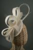 Sinamay Pointed Cream Cap Fascinator with Ostrich Quills on a Satin Wrapped Aliceband.  - view 1