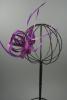 Purple Coloured Looped Sinamay Net and Feather Fascinator on a Beak Clip with Brooch Pin - view 3