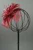 Large Burgundy Looped Net and Feather Fascinator on a Forked Clip and Brooch Pin - view 3
