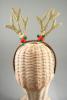 Christmas Gold Glitter Reindeer Antlers with Holly Motif. - view 2