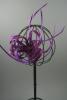 Purple Coloured Looped Sinamay Net and Feather Fascinator on a Beak Clip with Brooch Pin - view 2